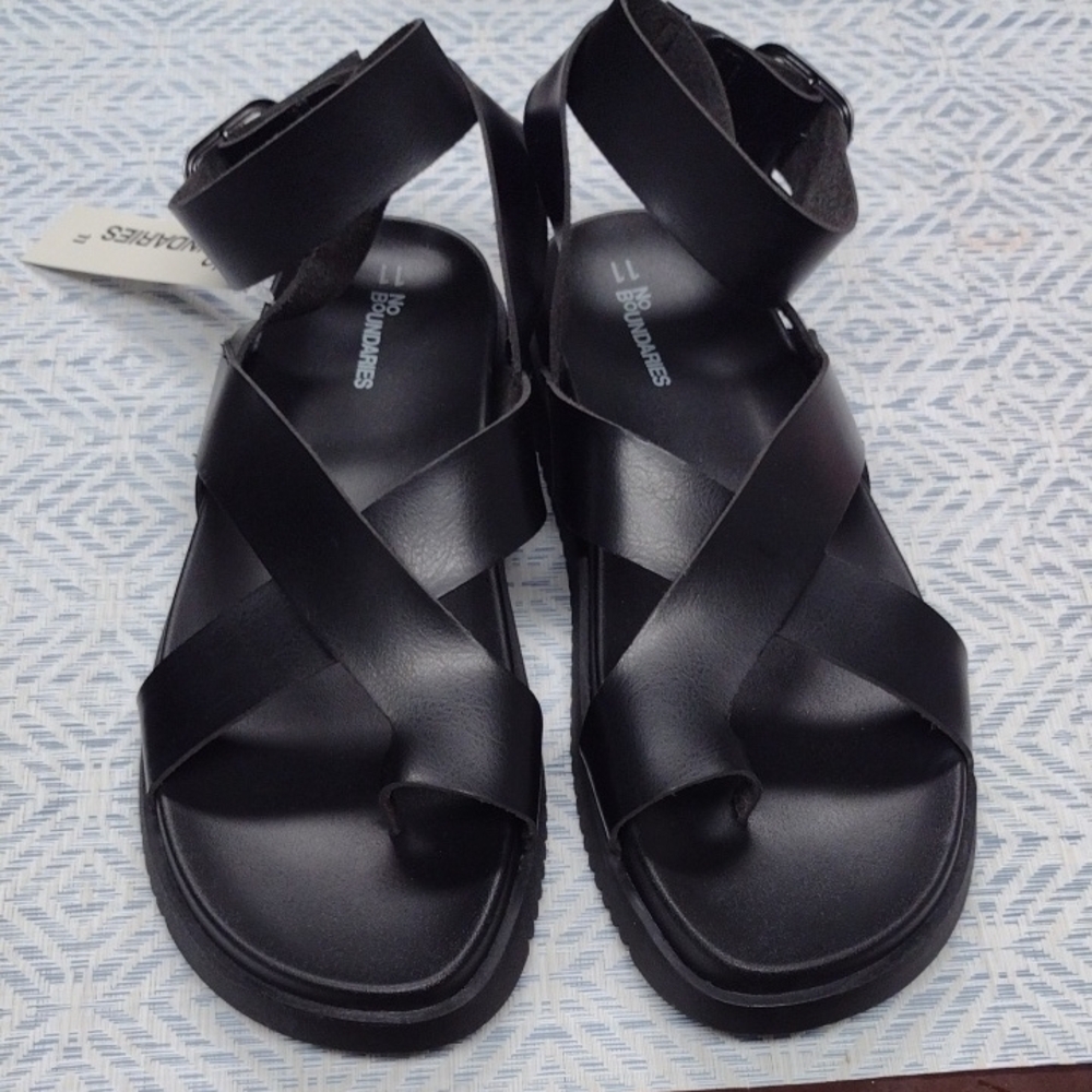 No Boundaries Black Strappy Sandals